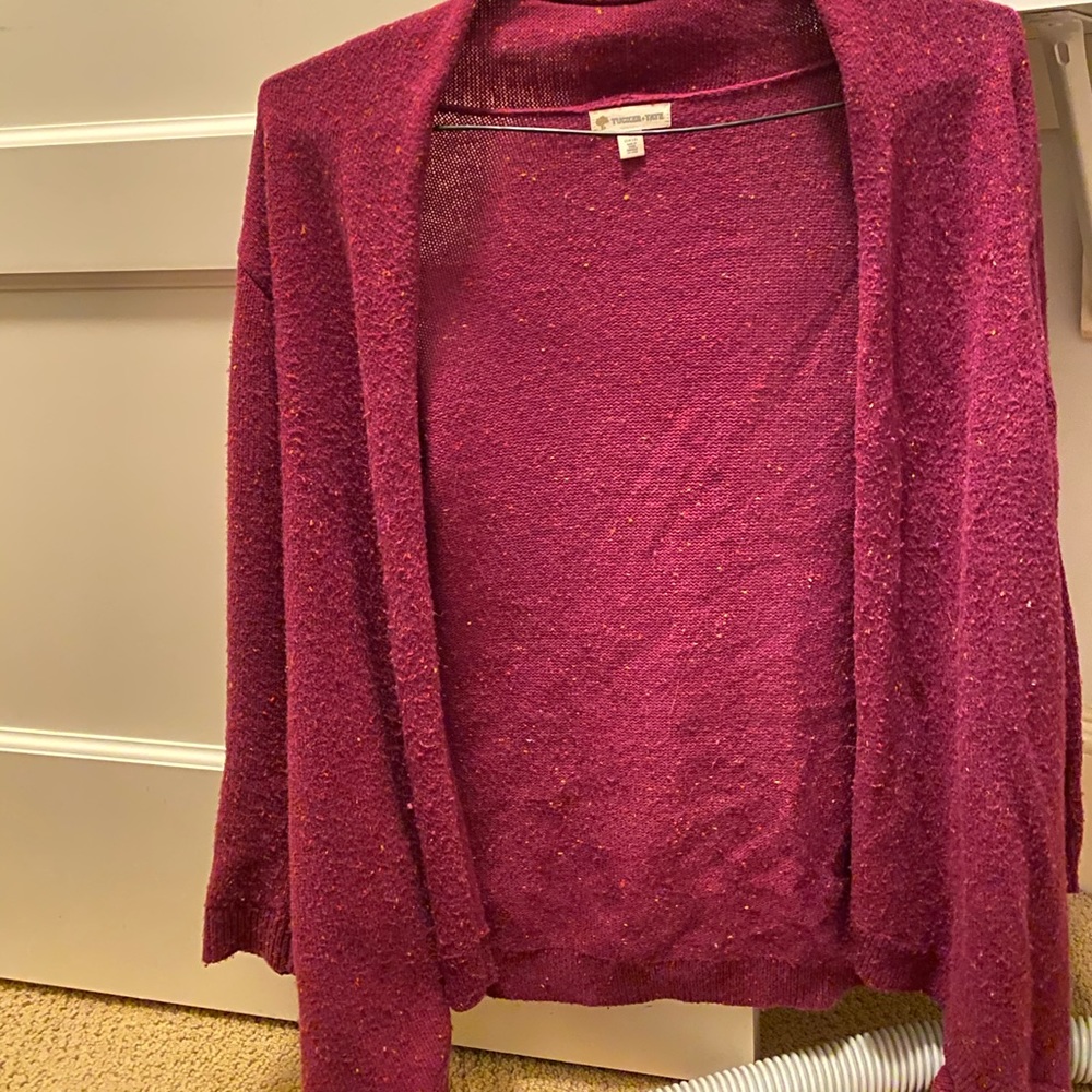 Berry and Multi-Colored Cardigan